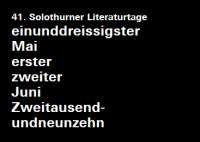 LITERATURTAGE SOLOTHURN LITERATURTAGE SOLOTHURN